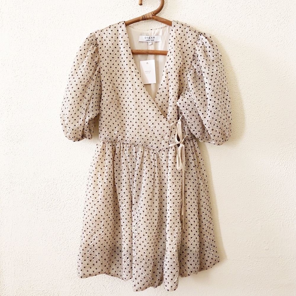 NWT Sister Jane Textured Polka Dot Dress w/ Statement Sleeves M